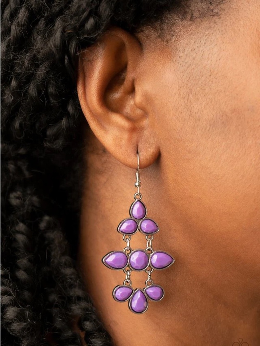 Purple Teardrop Chandelier Earrings